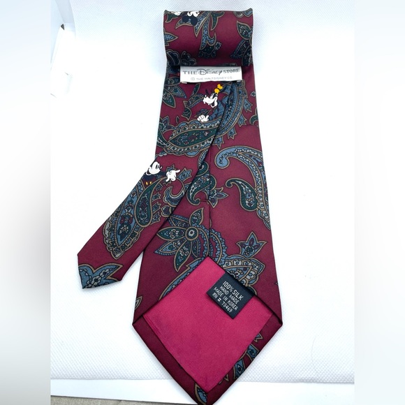Vintage Walt Disney World Paisley Mickey Mouse Print 100% Silk Men’s Necktie - Picture 4 of 4
